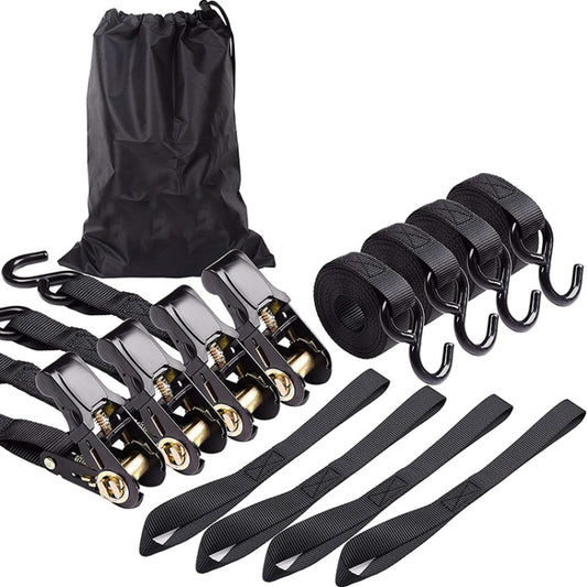 Motorcycle Car Fixed Cargo Ratchet Straps Trailer Tensioner(4 Straps+1 Storage Bag) by buy2fix