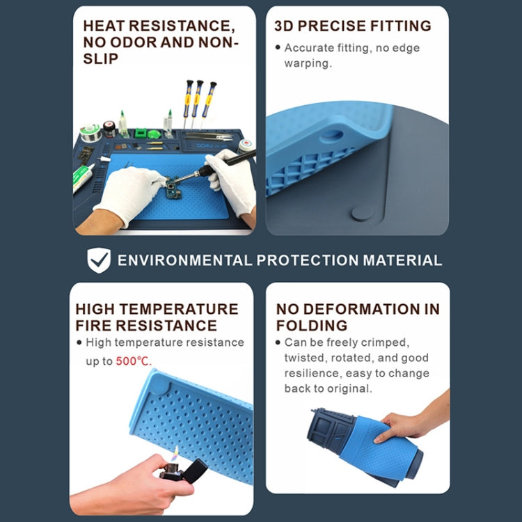 BAKU BA-695 2 in 1 TPR+Silicone Computer Phone Repair Desk Mat Heat Resistant Insulation Mat by BAKU