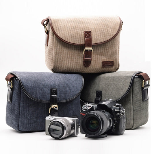 Casual SLR Camera Canvas Crossbody Bag(Khaki) by buy2fix
