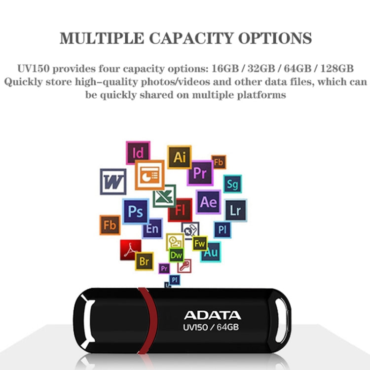 ADATA UV150 High Speed USB3.1 Business USB Flash Drive, Capacity: 128GB(Black) by ADATA