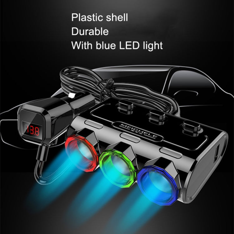 MEICHELE Car Cigarette Lighter Charger Dual USB 1A+2.1A With Switch(White Voltage Version) by MEICHELE