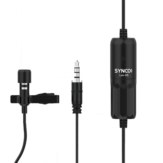 SYNCO S8 Lavalier Live Wired Microphone, Spec: Black + 8 Pin by SYNCO