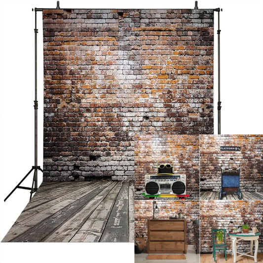 2.1m X 1.5m Brick Wall And Wooden Floor Photography Background by buy2fix