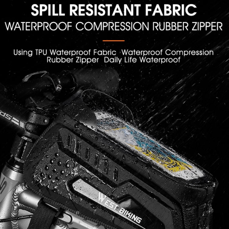 WEST BIKING Bicycle Front Bag TPU Hard Shell Riding Front Beam Bag(Black) by WEST BIKING