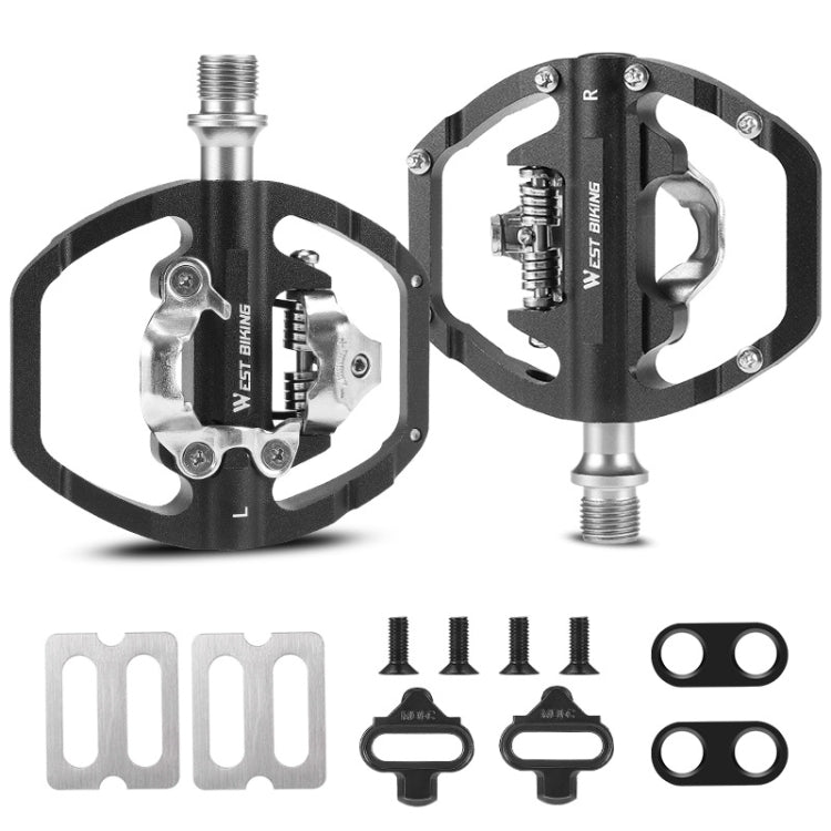 WEST BIKING Mountain Bike Dual-purpose Self-locking Aluminum Alloy Pedals(Black) by WEST BIKING