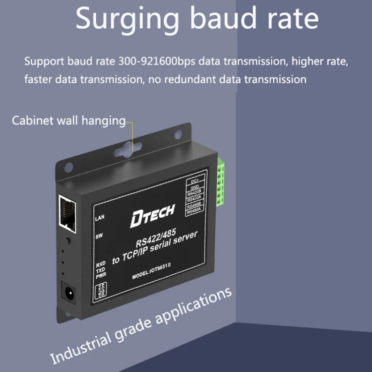 DTECH IOT9031B RS485/422 To TCP/IP Ethernet Serial Port Server, CN Plug by buy2fix