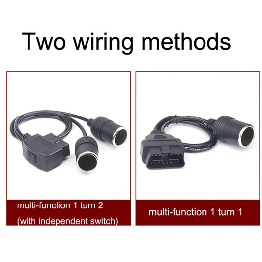 Car OBD To Cigarette Lighter Female Seat Driving Recorder Power Cord 50cm by buy2fix