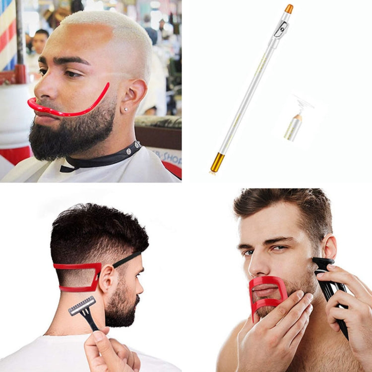 2 Sets Beard Styling Board Shaving Barber Tools, Style: Shape Ruler x 2+Pen+Bearded Model by buy2fix