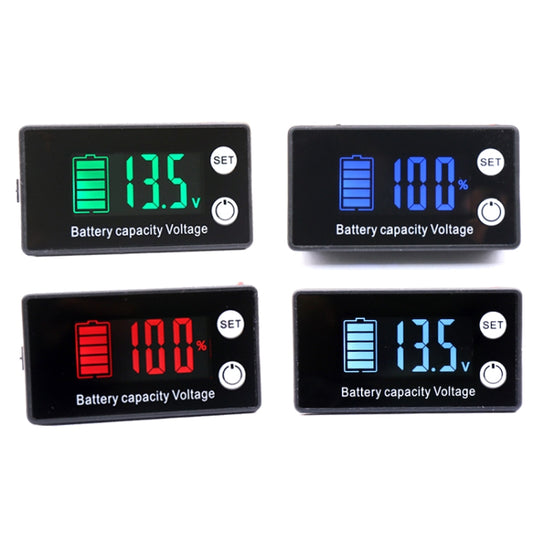 Two-Line Digital Display DC Voltmeter Lead-Acid Lithium Battery Charge Meter, Color: White by buy2fix