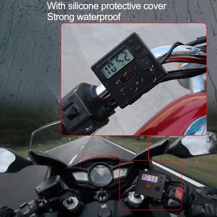 Motorcycle Clock Digital Display Dual USB Phone Charger Waterproof 5V 3A Fast Charge(Black) by buy2fix