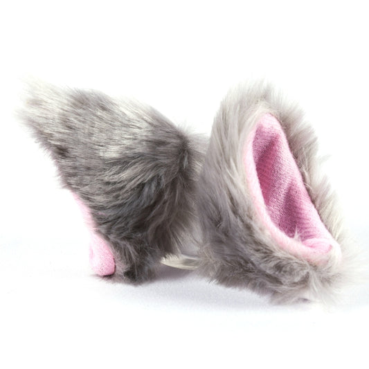 4PCS Motorcycle Plush Ear Helmet Decoration(Light Gray) by buy2fix