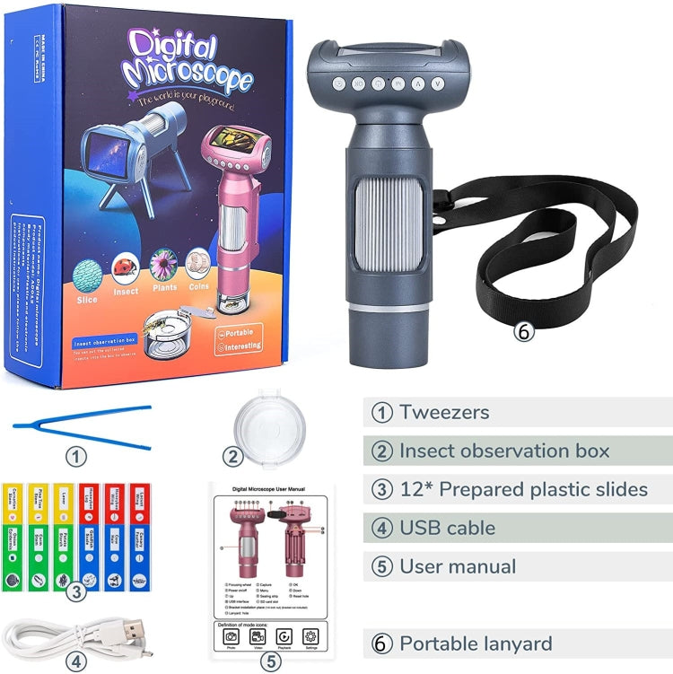 Children Camera Microscope USB Electronic Microscope Digital Magnifying Glass(Silver Gray) by buy2fix