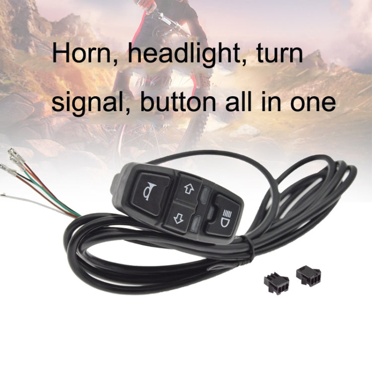 3 In 1 Switch Mountain Car Skateboard Horn Headlights Turn Switch(36V) by buy2fix