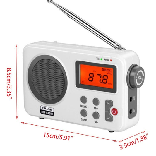 SY-8801 Portable Retro Radio HD LCD Screen Weight Bass Short Wave Radio(White) by buy2fix