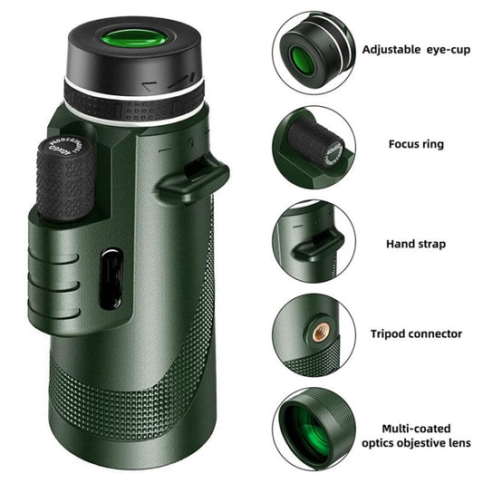 40X60 Outdoor Night Vision High Power HD Monocular (Standard+Universal Clip+Tripod) by buy2fix