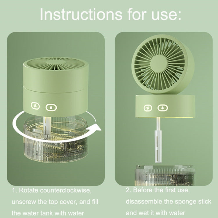 OM008 Desktop Foldable Spray Humidification Mini USB Water Cooling Fan(Mousse Green) by buy2fix