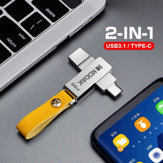 Kodak K243C 2 In 1 Type-C/USB-C + USB3.1 High-speed Transfer U disk, Capacity: 64GB by Kodak