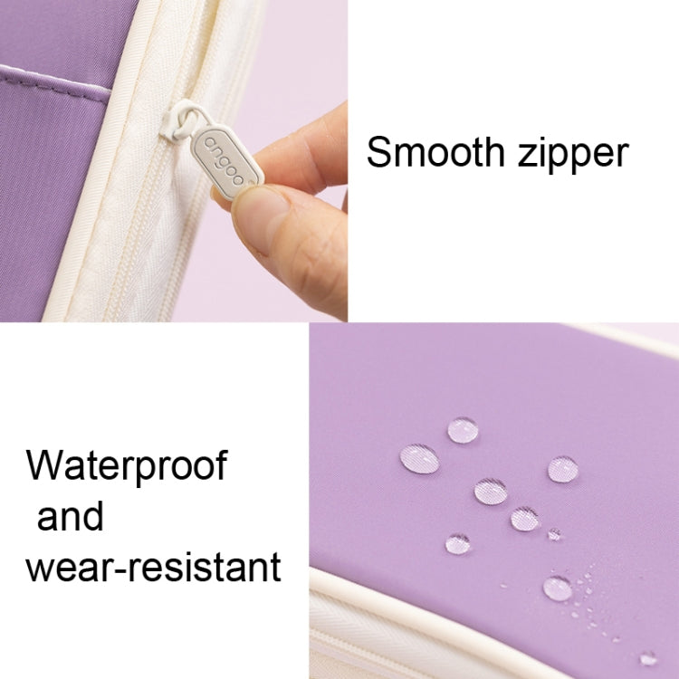 Angoo Macaron Double-layer Retractable Large-capacity Pencil Case Stationery Box(Purple) by Angoo