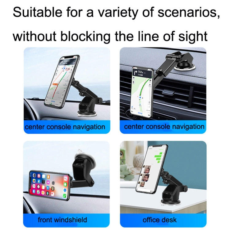 Telescopic Suction Cup Magnetic Suction Car Navigation Desktop Phone Bracket(Black) by buy2fix