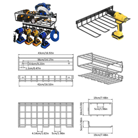 Wall Mounted Handheld Drill Tool Storage Rack, Specification: Complete set by buy2fix