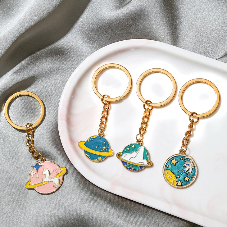 5 PCS Drip Oil Round Keychain Key Ring Bag Pendant(Blue Planet) by buy2fix