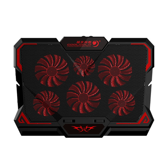 CoolCold 17inch Gaming Laptop Cooler Six Fan Two USB Port 2600RPM Laptop Cooling Pad( Black Red) by CoolCold