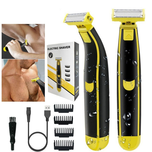 Electric Razor Portable USB Rechargeable Men Shaver(Yellow Black) by buy2fix