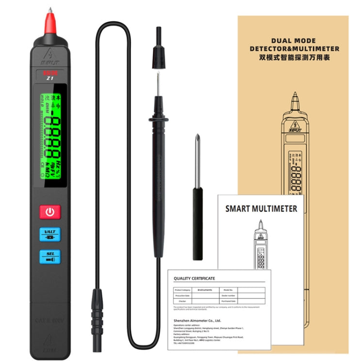 BSIDE Z1 Smart Pen Multimeter Electric Pen Voltage Detector Without Battery (Black) by BSIDE