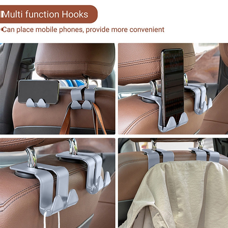10PCS A-3 Car Hidden Seat Back Hook Multifunctional Rear Phone Holder Hook(Gray) by buy2fix