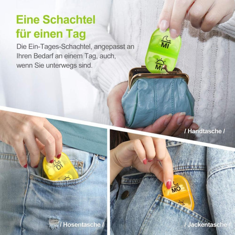 Week 14 Grids Rainbow Portable Plastic Compartment Medicine Box(As Show) by buy2fix