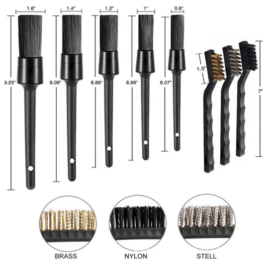 9 PCS / Set Car Interior Outlet Air Conditioning Brush Details Cleaning Brush(Black) by buy2fix