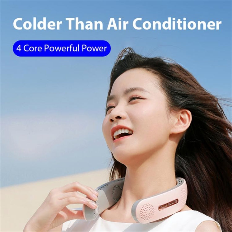 Lazy Hanging Neck Fan Bladeless Silent Sports Fan,Model: A306 Four -core 4000 mAh White by buy2fix