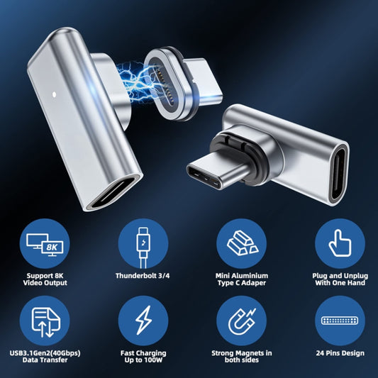 TZ30 PD100W 24Pin Fast Charge Type-C / USB-C Magnetic Elbow Adapter For MacBook Notebook Connector(Silver) by buy2fix