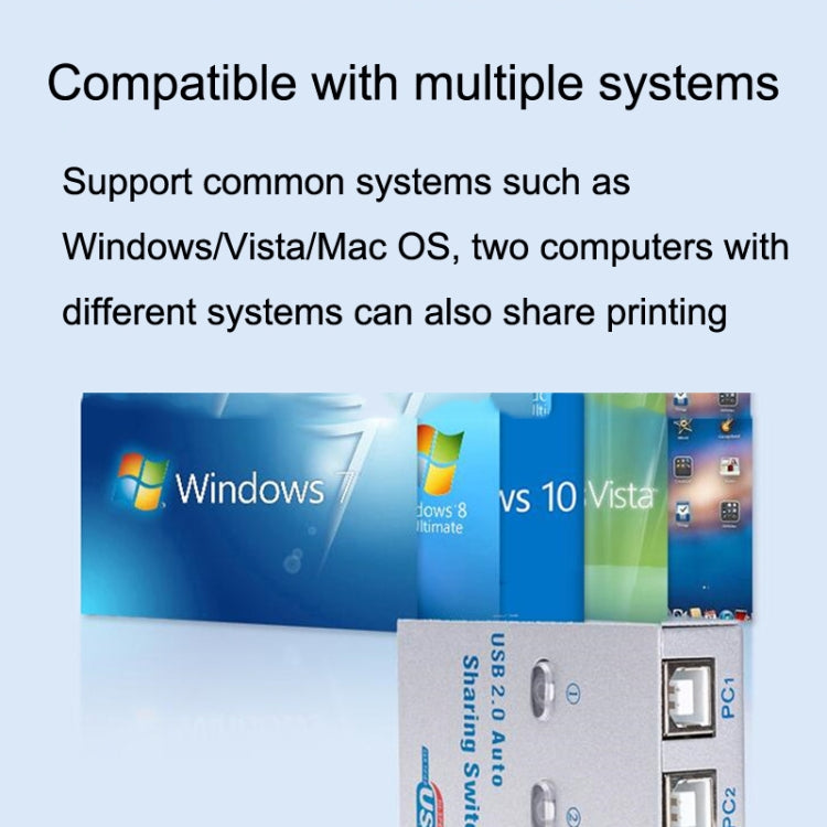 SW68 2 In 1 Switcher USB Automatic Print Sharer, Color: Silver by buy2fix