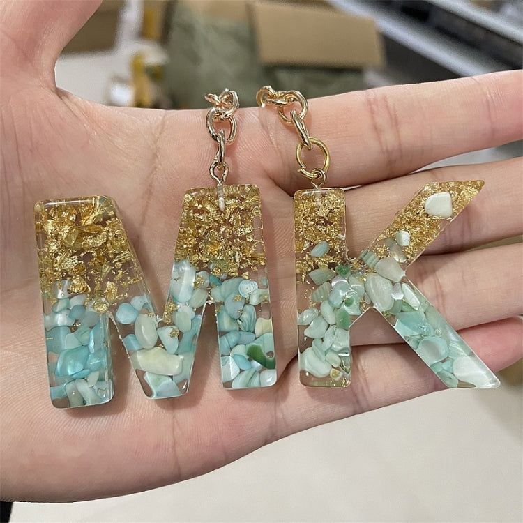 2 PCS Gold Foil Epoxy English Letter Keychain Bag Pendant(W) by buy2fix