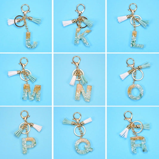 2 PCS Gold Foil English Letter Tassel Keychain Bag Decoration Pendant(O) by buy2fix