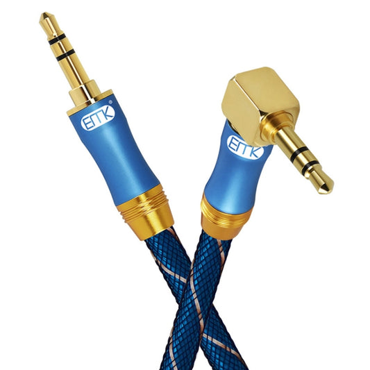 EMK 90-Degree Car 3.5mm Audio Cable Extension Cable, Cable Length: 1M(Blue) by EMK