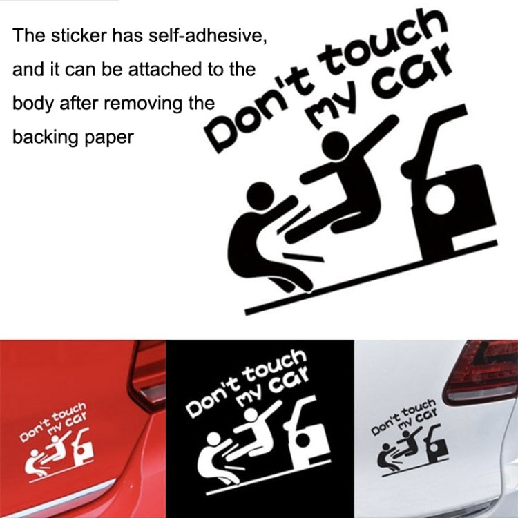 10PCS Reflective Funny Text Do Not Touch My Car Car Sticker(White) by buy2fix