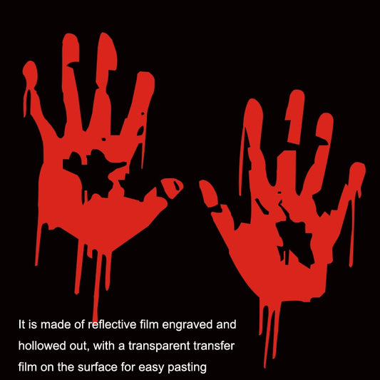 5 Sets Waterproof Sunscreen Reflective Car Sticker Blood Handprint Halloween Sticker(Red) by buy2fix
