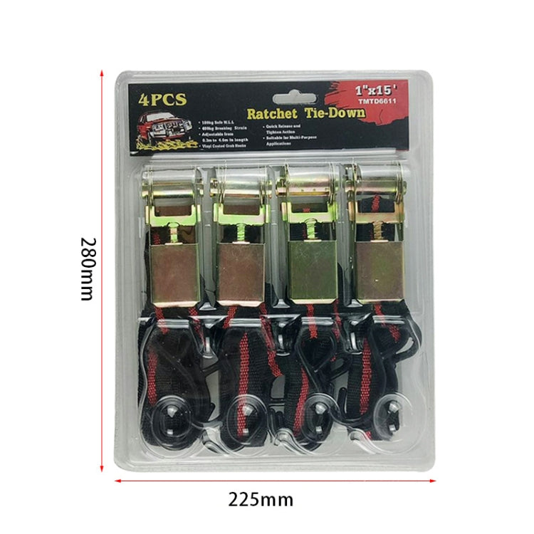 4PCS 15 Inch Tensioner Ratchet Strap Car Ratchet Thread Tensioner(Black) by buy2fix