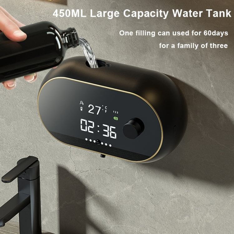 W2 Wall-mounted USB Charging Automatic Foam Soap Dispenser With Time Temperature Display(Black) by buy2fix