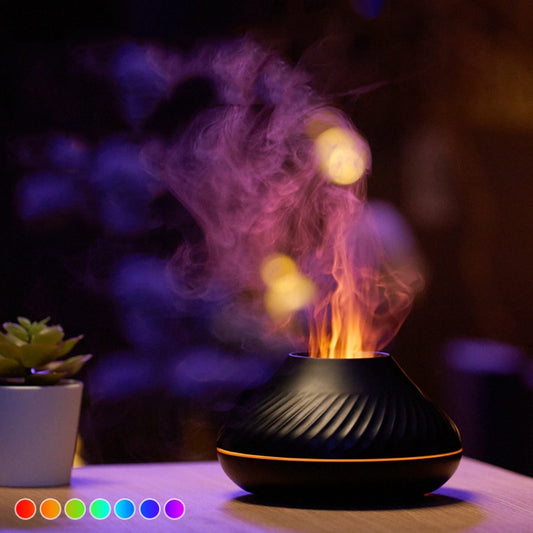 DQ705 Volcanic Flame Aroma Diffuser Essential Oil Lamp Air Humidifier with Color Night Light(Beige) by buy2fix