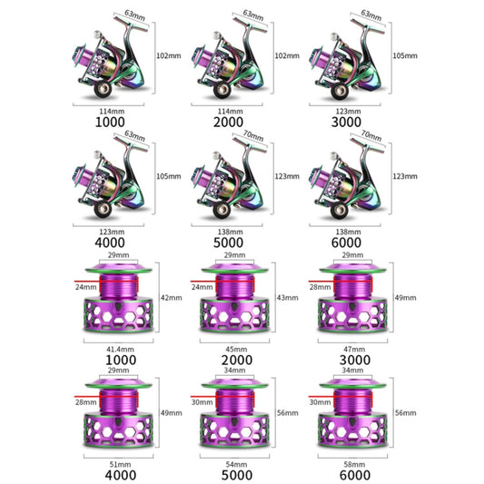 Colorful Metal Fish Line Wheel Long Throw Sea Rod Spinning Wheel, Specification: SK3000 by buy2fix