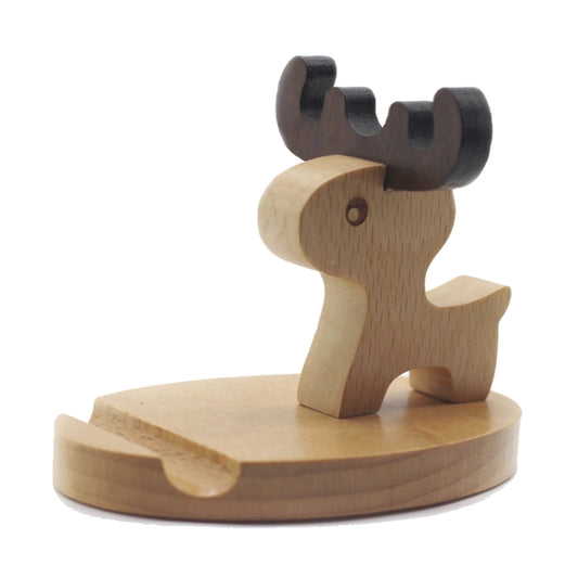 Wooden Mobile Phone Bracket Beech Lazy Mobile Phone Holder,Style: Little Deer With Antlers by buy2fix