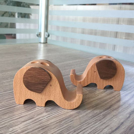 Wooden Mobile Phone Bracket Beech Lazy Mobile Phone Holder,Style: Elephants by buy2fix