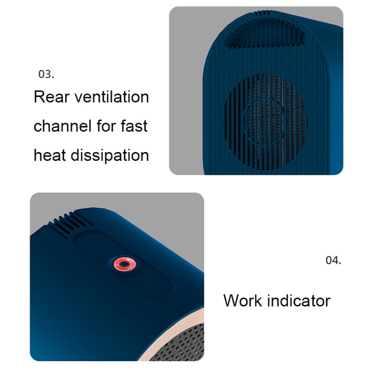XH-1201 Winter Desktop Small Heater Quiet Fast Heat PTC Electric Heater, US Plug(Blue) by buy2fix