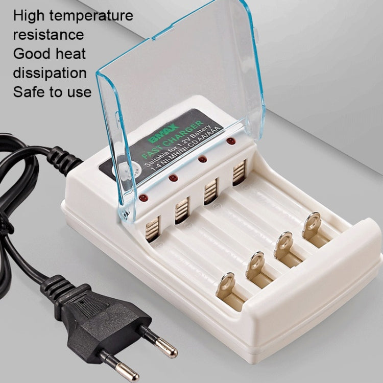 BMAX 4 Slot Independent AA/AAA Battery Charging Seat(EU Plug) by BMAX