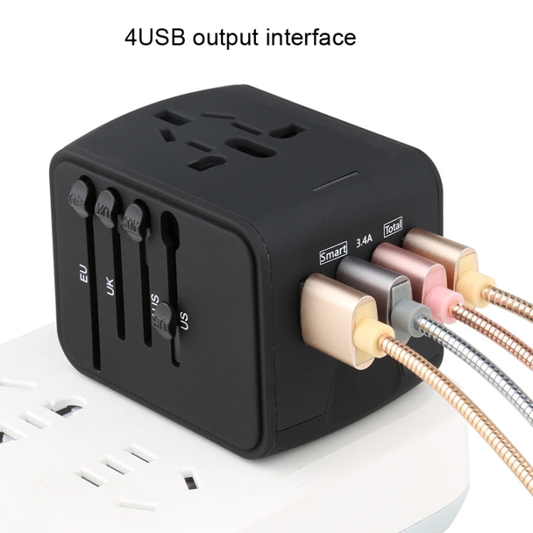 BMAX 199-04U Travel Multifunctional USB Converter 4 USB Universal Socket(Black) by BMAX