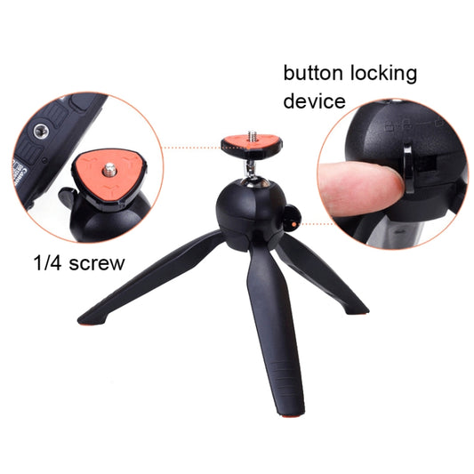 YUNTENG 228 Mini Tripod Camera Desktop Live Bracket Mobile Phone Selfie Frame(Black) by YUNTENG