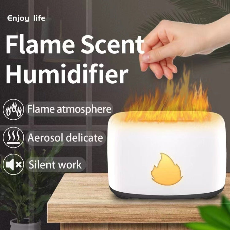 200ML Simulation Flame Aromatherapy Diffuser Humidifier Ultrasonic Air Purifier(White) by buy2fix
